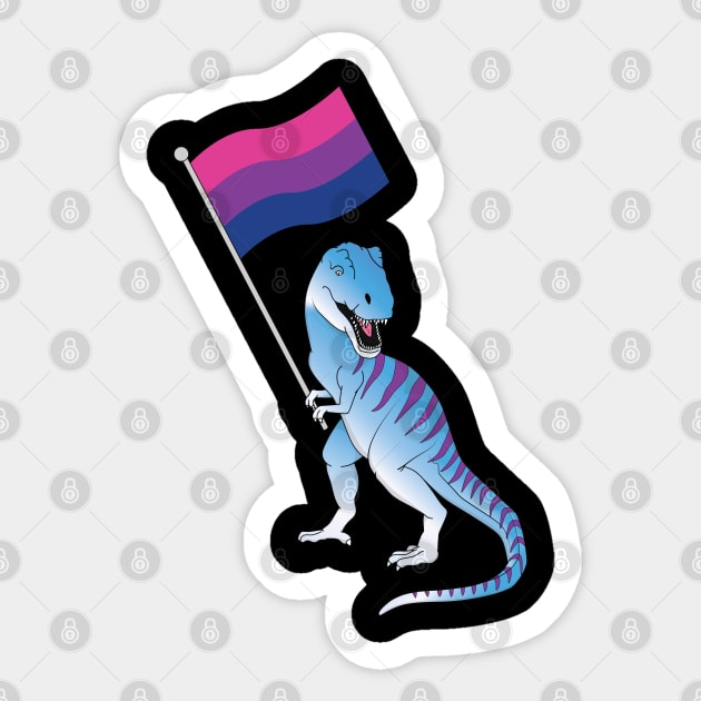 Bisexual Flag Dinosaur LGBTQIA Gay Lesbian Pride LGBT Nonbinary Decal Sticker by Shirtsurf